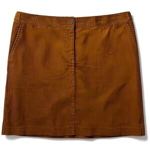 Talbots Camel Brown Corduroy Skirt Knee Length Pockets Casual Size 18